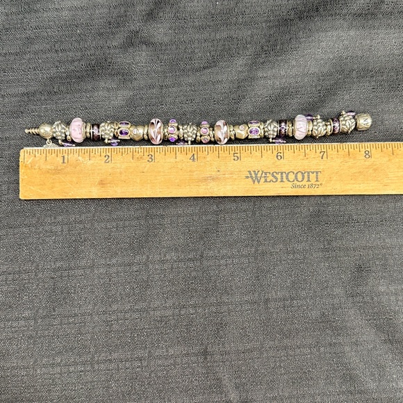Rare Pandora Loaded 33 Bead Charm Swirl CZ 925 Sterling Silver Bracelet - Picture 6 of 9